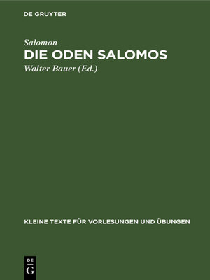 cover image of Die Oden Salomos